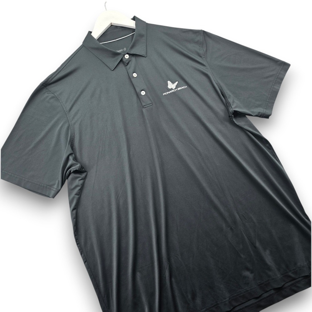 johnnie-O Mens XXL Polo Shirt Dark Gray Polyester Spandex Monarch Beach Logo